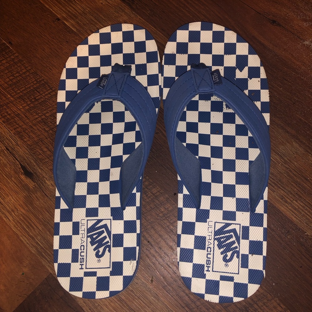 Blue & White Checkered Ultra Cush Flip Flops